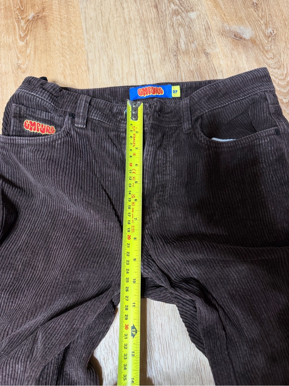 Gymbro Brown Corduroy Pants Size 27 Wide Leg 100% Cotton Y2K Skater Unisex - Picture 12 of 15